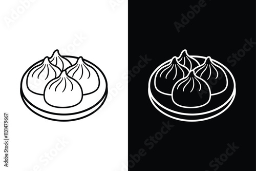 Dumplings icon vector on White Background ,Vector Art Illustration on white background.