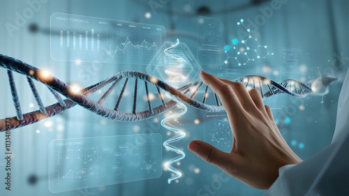 Biotechnology Meets Medicine as Doctors Analyze DNA Molecules and Chromosome Genetics Using Advanced AI Virtual Interface Technology