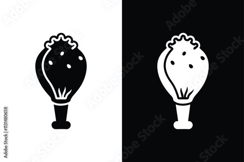 Fried chicken icon vector on White Background ,Vector Art Illustration on white background.