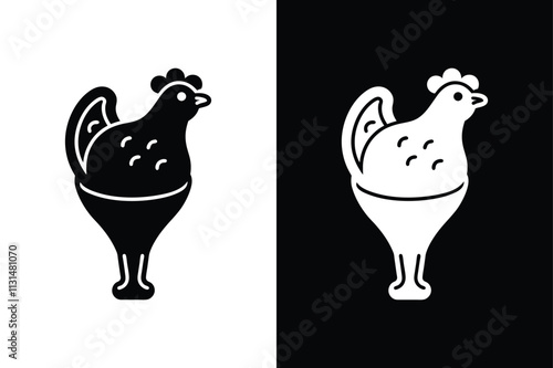 Fried chicken icon vector on White Background ,Vector Art Illustration on white background.