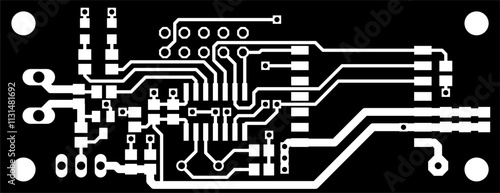 Tracing conductors of printed circuit board
of electronic device. Vector engineering 
drawing of pcb design. Electric background.
Computer technic cad project.