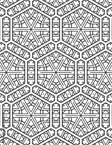 Geometric Coloring Pattern Black Lineart