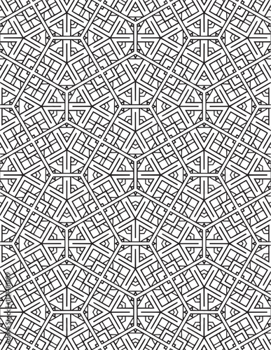 Geometric Coloring Pattern Black Lineart