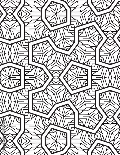 Geometric Coloring Pattern Black Lineart
