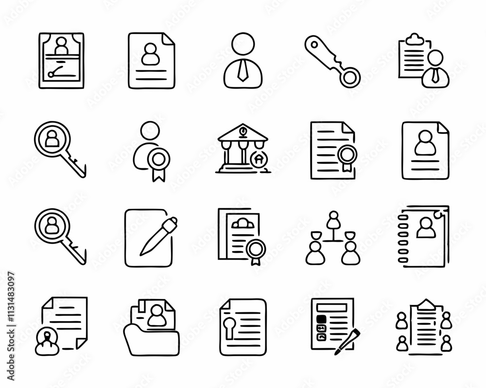 Fototapeta premium Personnel Management Icons Recruitment, Hiring, and Employee Profiles