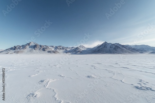 Endless horizon with heat mirages over stark salt flat landscape under clear sky photo