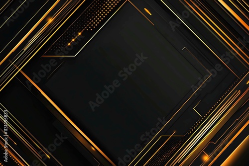 Abstract dark geometric background featuring glowing golden lines and sparkles, creating a modern, futuristic, and elegant design.