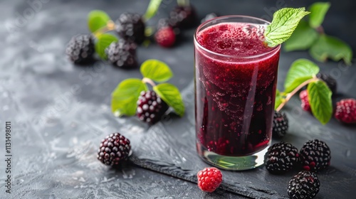 Refreshing Boysenberry Juice. Natural and Fresh Fruit Beverage Concept photo