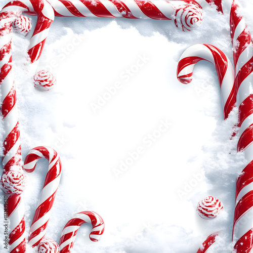 Playful Winter Frame with North Pole Signposts photo