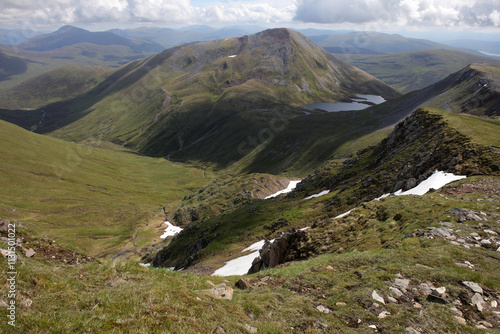 Ascent path to Binnein Mor and Na Gruagaichean -  View towards Glen Nevis and water of Nevis valley - Mamores - Highlands - Scotland - UK photo