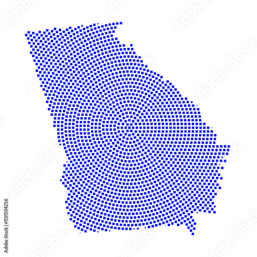 Abstract graphic Georgia map from pixel blue on a white background. Vector illustration.	

