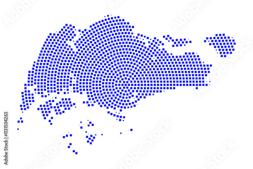 Abstract graphic Singapore map from pixel blue on a white background. Vector illustration.	
