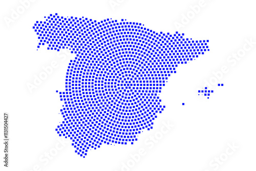 Abstract graphic Spain map from pixel blue on a white background. Vector illustration.	
