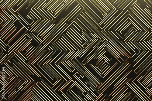 Abstract dark geometric background featuring glowing golden lines and sparkles, creating a modern, futuristic, and elegant design.