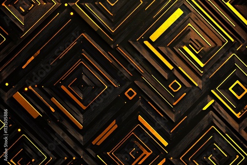 Abstract dark geometric background featuring glowing golden lines and sparkles, creating a modern, futuristic, and elegant design.