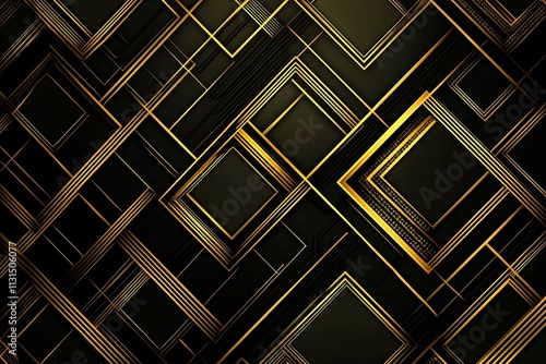 Abstract dark geometric background featuring glowing golden lines and sparkles, creating a modern, futuristic, and elegant design.