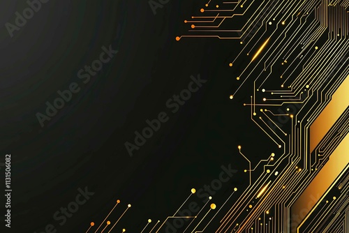 Abstract dark geometric background featuring glowing golden lines and sparkles, creating a modern, futuristic, and elegant design.