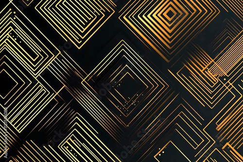 Abstract dark geometric background featuring glowing golden lines and sparkles, creating a modern, futuristic, and elegant design.