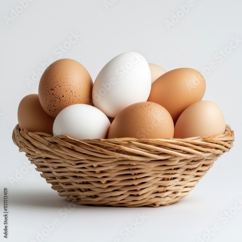 Wallpaper Mural High-quality basket of fresh eggs showcased on a white background for culinary and artistic use Torontodigital.ca