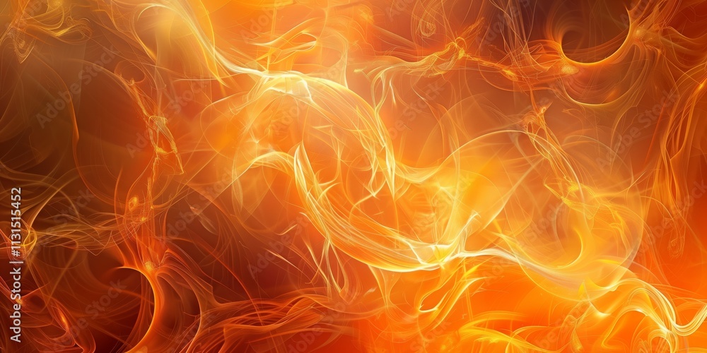 Fototapeta premium Abstract background with ethnic ornament and fire, bright orange and yellow tones, dynamic effect.