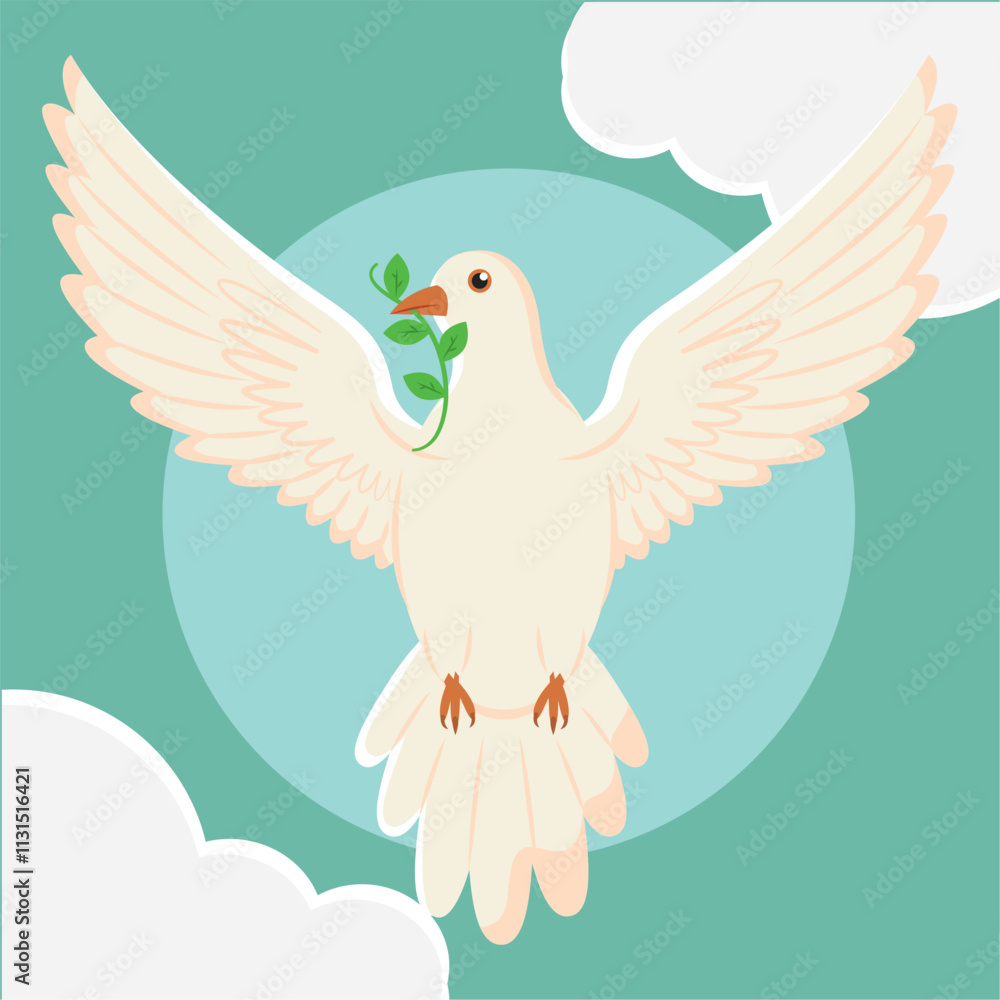 Obraz premium Dove holding olive branch symbol of peace Vector