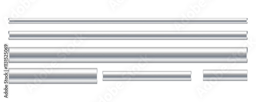 Set of metal pipes with different sizes. isolated on transparent background
