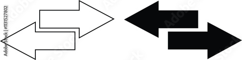 symbol on white background symbol icon of two opposing arrows representing transfer