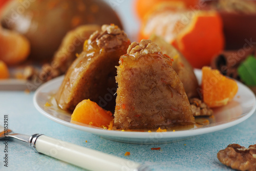 Mandarin halva dessert, traditional Greek dessert photo