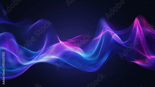 Abstract Blue And Purple Waves On Dark Background