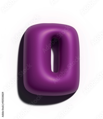 Números 0, 3D estilo globo color rosa oscuro liso: figuras volumétricas y brillantes, ideales para diseños festivos y creativos.