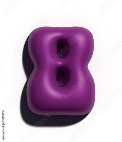 Números 8, 3D estilo globo color rosa oscuro liso: figuras volumétricas y brillantes, ideales para diseños festivos y creativos.