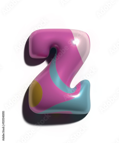 Números 2, 3D estilo globo colores rosa azul oro blanco: figuras volumétricas y brillantes, ideales para diseños festivos y creativos.
