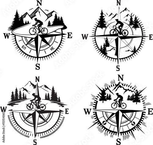 Mountain Bike Compass Design eps