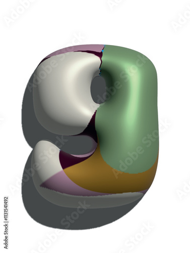 Números 9, 3D estilo globo colorido verde ros blanco: figuras volumétricas y brillantes, ideales para diseños festivos y creativos.