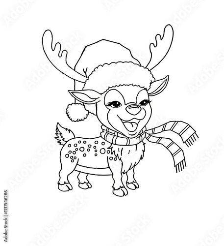 little Christmas reindeer to print and color