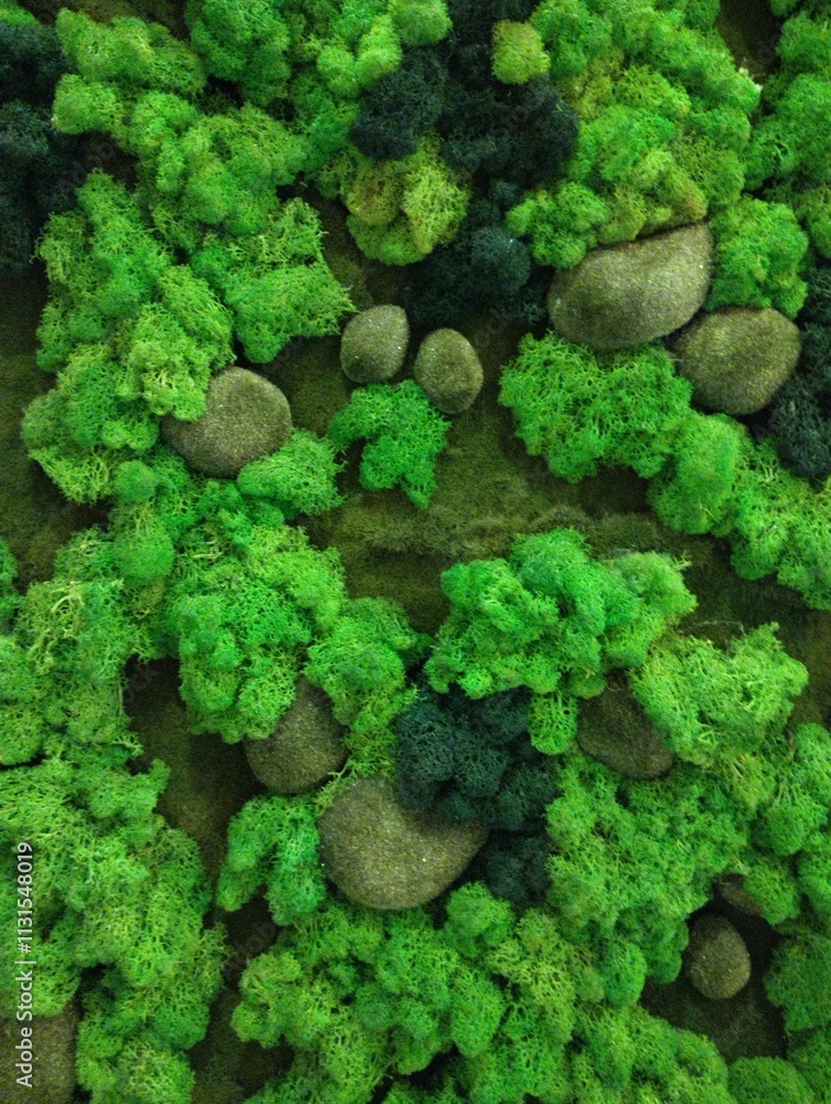 decorative artificial moss wall, indoor landscaping,plant green background