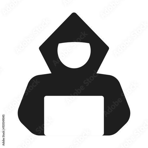 Incognito icon, mystery secret spy or detective silhouette, figure with hat glass or mask. Anonymous invisible character figure. 