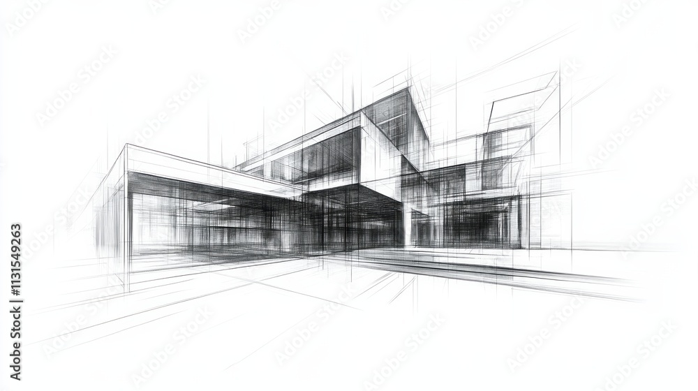 Fototapeta premium architectural drawing 3d vector illustration