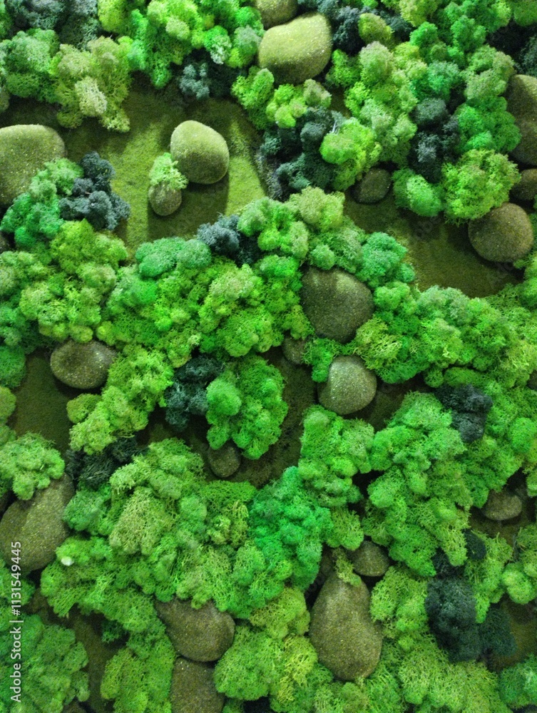 decorative artificial moss wall, indoor landscaping,plant green background