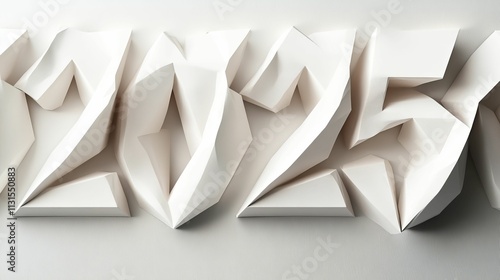 Abstract white, geometric, folded shapes, forming numbers. photo