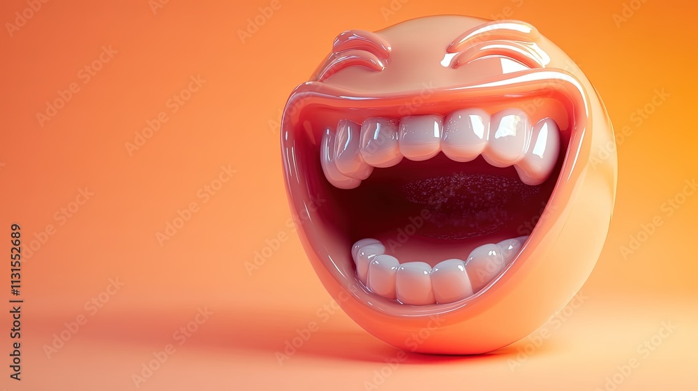 Fototapeta premium A 3D rendering of a laughing emoticon.