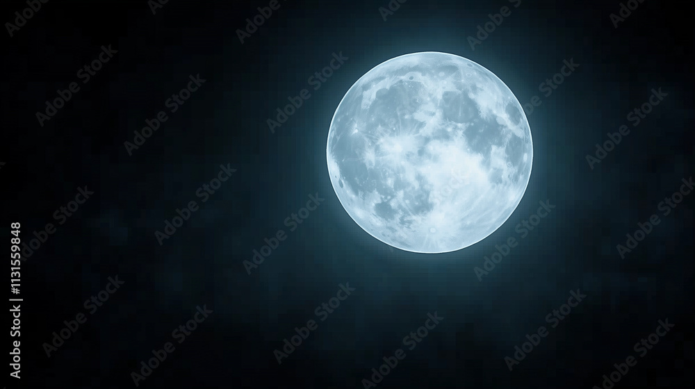 Obraz premium A captivating image of a full moon glowing brightly in the dark night sky. The moonlight creates a serene and mystical atmosphere, invoking a sense of calm and wonder.