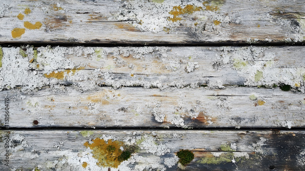 Fototapeta premium Weathered boat plank texture with algae moss and salt