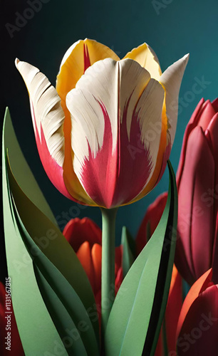 tulip on black background