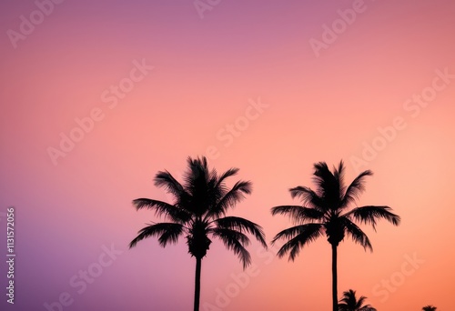 stunning series vibrant palm tree silhouettes minimalistic background highlighting tropical aesthetics outdoor serenity, nature, summer, greenery, contrast