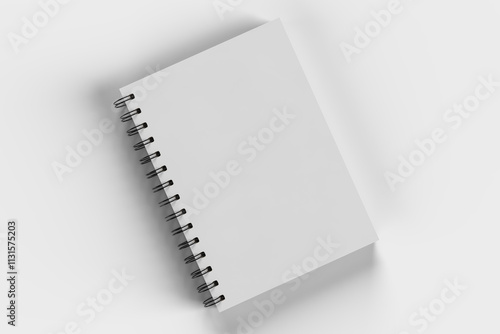 White diary with wire-o on white background