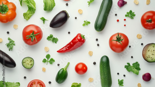 Wallpaper Mural  Vibrant Harvest: Assorted Fresh Vegetables on White Background Torontodigital.ca
