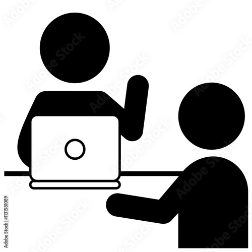 パソコンを使ってミーティングする人のピクトグラム