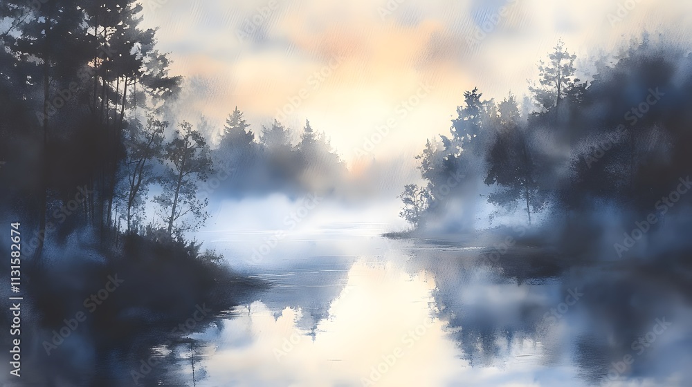 Fototapeta premium Watercolor mist with mysterious shadows