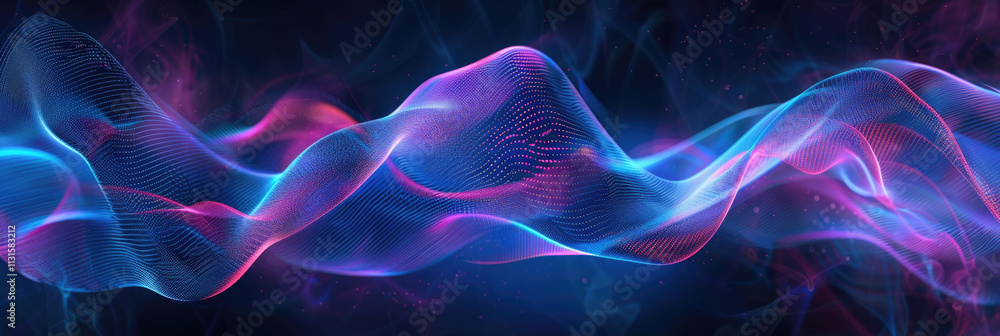 Obraz premium Bright purple and blue abstract waves flow dynamically in a seamless cosmic background
